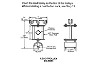 Drawing Tow Trolley and Saddle Assembly, 14 Gauge C-Track Installation
