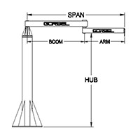 Dimensional Drawing for AJ360-F Series Free Standing Articulating Jib Cranes