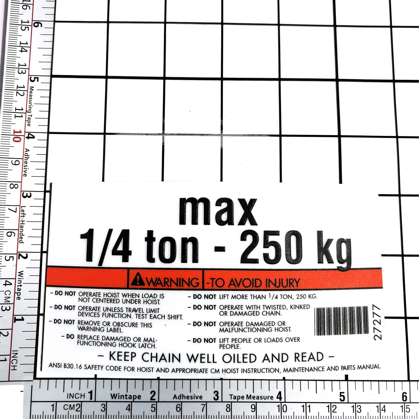 Label Capacity 1/4 Ton