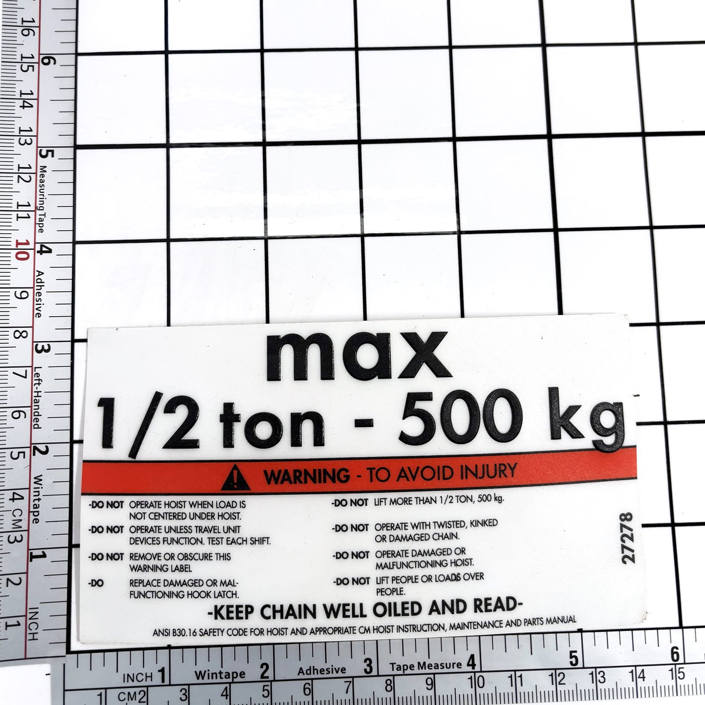 Label Capacity 1/2 Ton