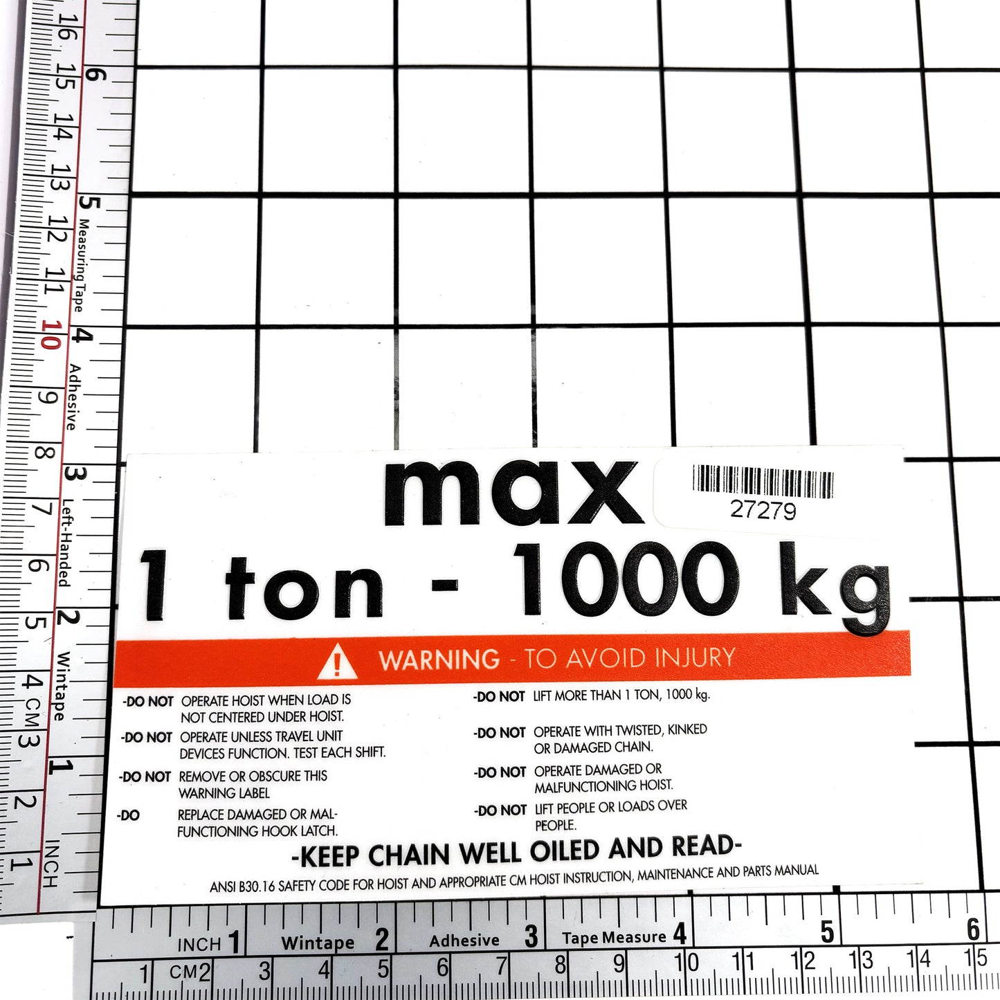 Label Capacity 1 Ton