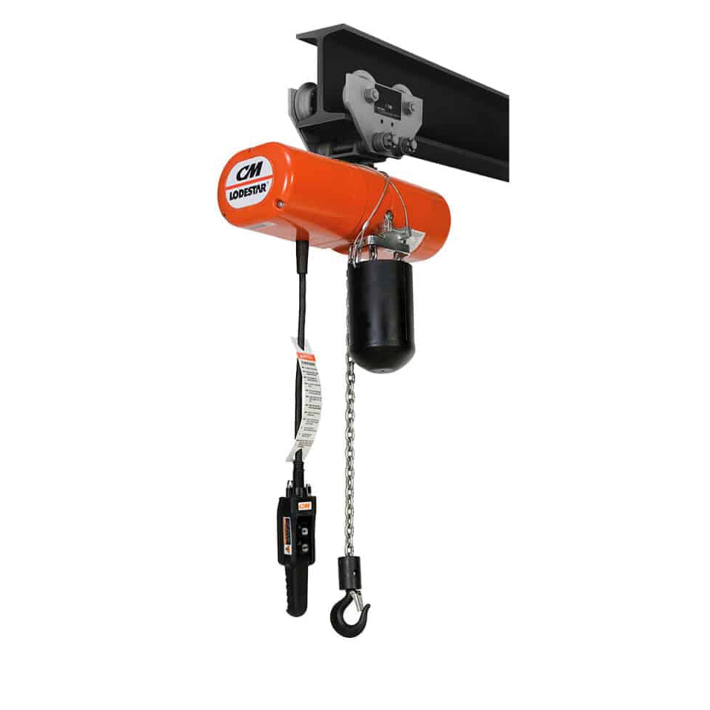 3 ton CM Lodestar Electric Chain Hoist with 635 Plain Trolley, 20ft of lift @ 11fpm, 230/460v