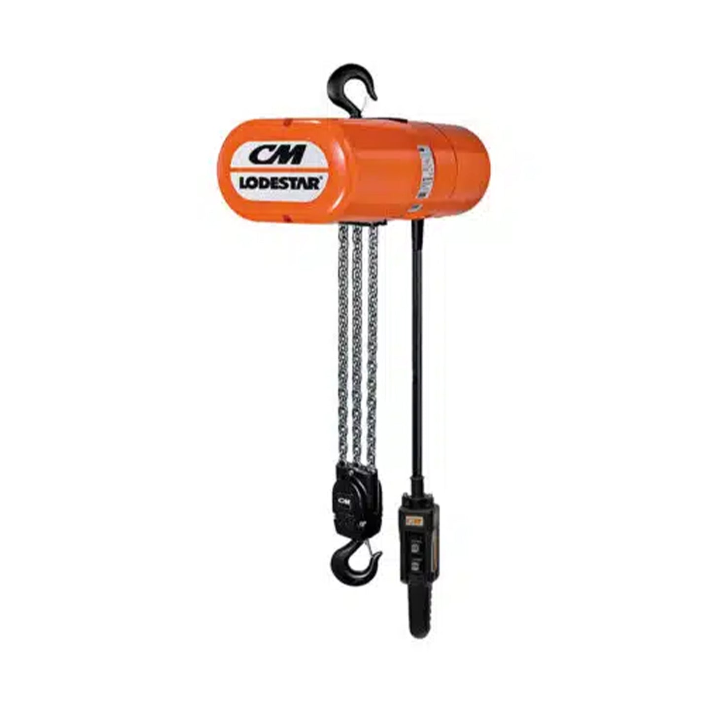 3 ton CM Lodestar Electric Chain Hoist with Rigid Hook Suspension, 20ft of lift @ 11fpm, 230/460v