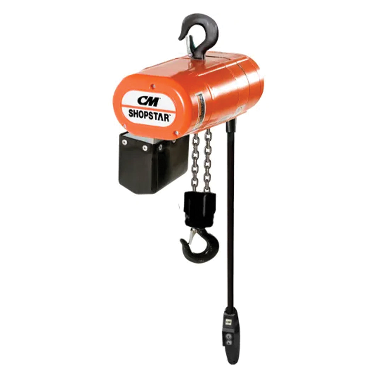 1000 Lb. CM Shopstar Electric Chain Hoist with Rigid Hook Suspension, 10ft of lift @ 12fpm, 460v