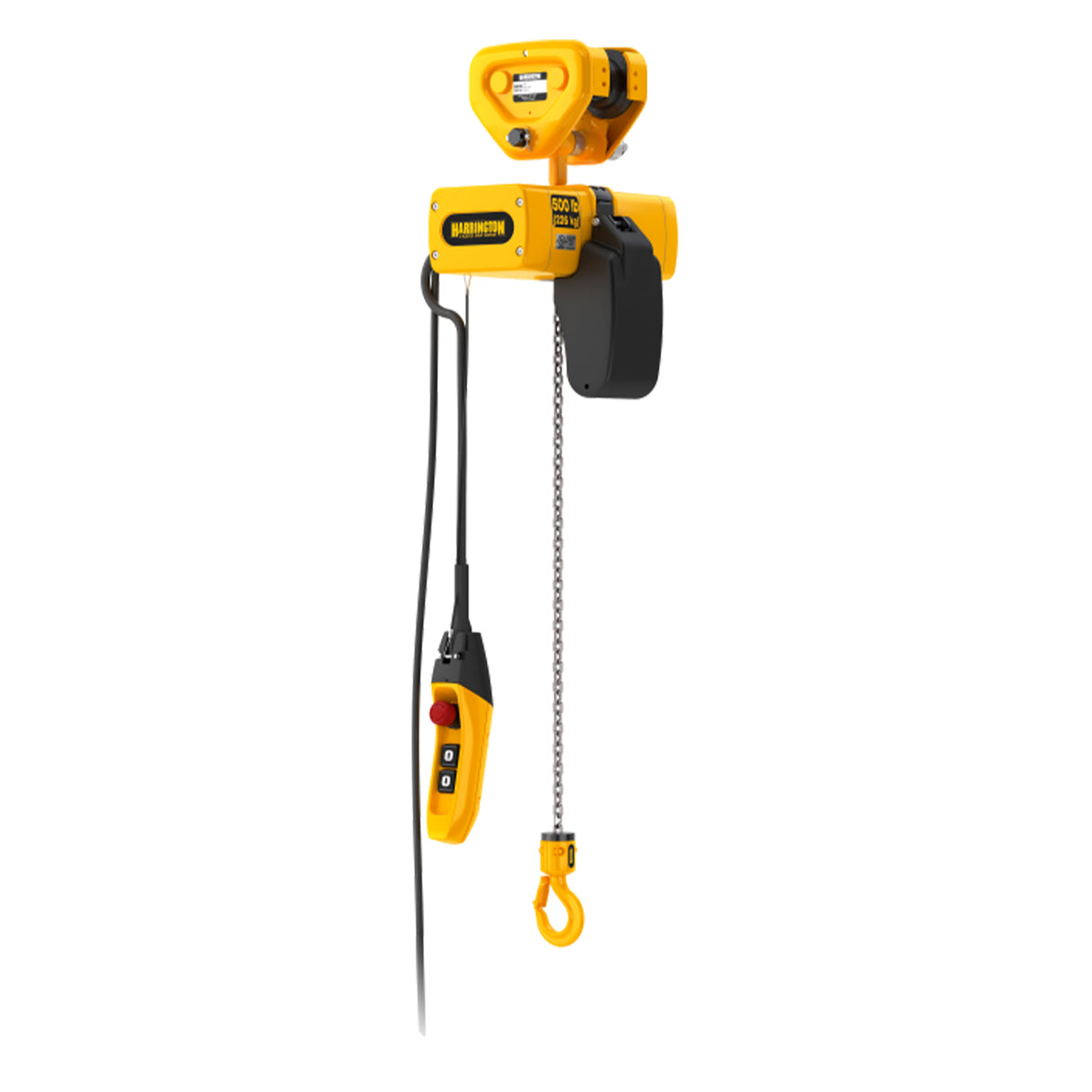 1000 LB SEM Electric Chain Hoist with Plain Trolley, 10ft of lift @ 6fpm, 230V