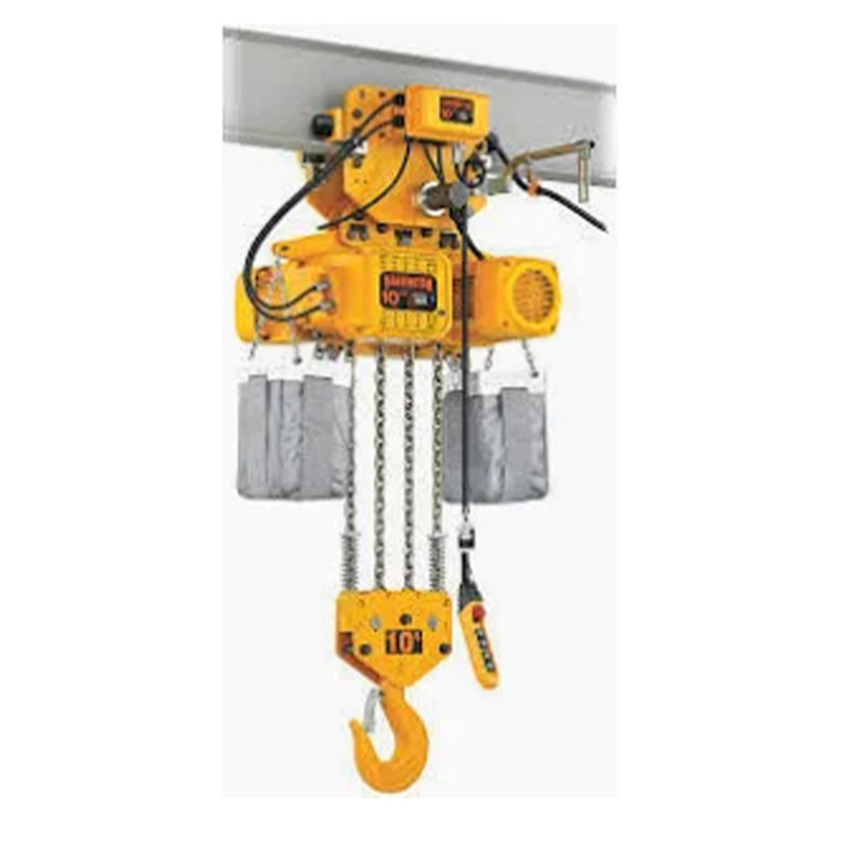 10 Ton NER Electric Chain Hoist with Motor Driven Trolley, 20ft of lift @ 11fpm, 230/460V