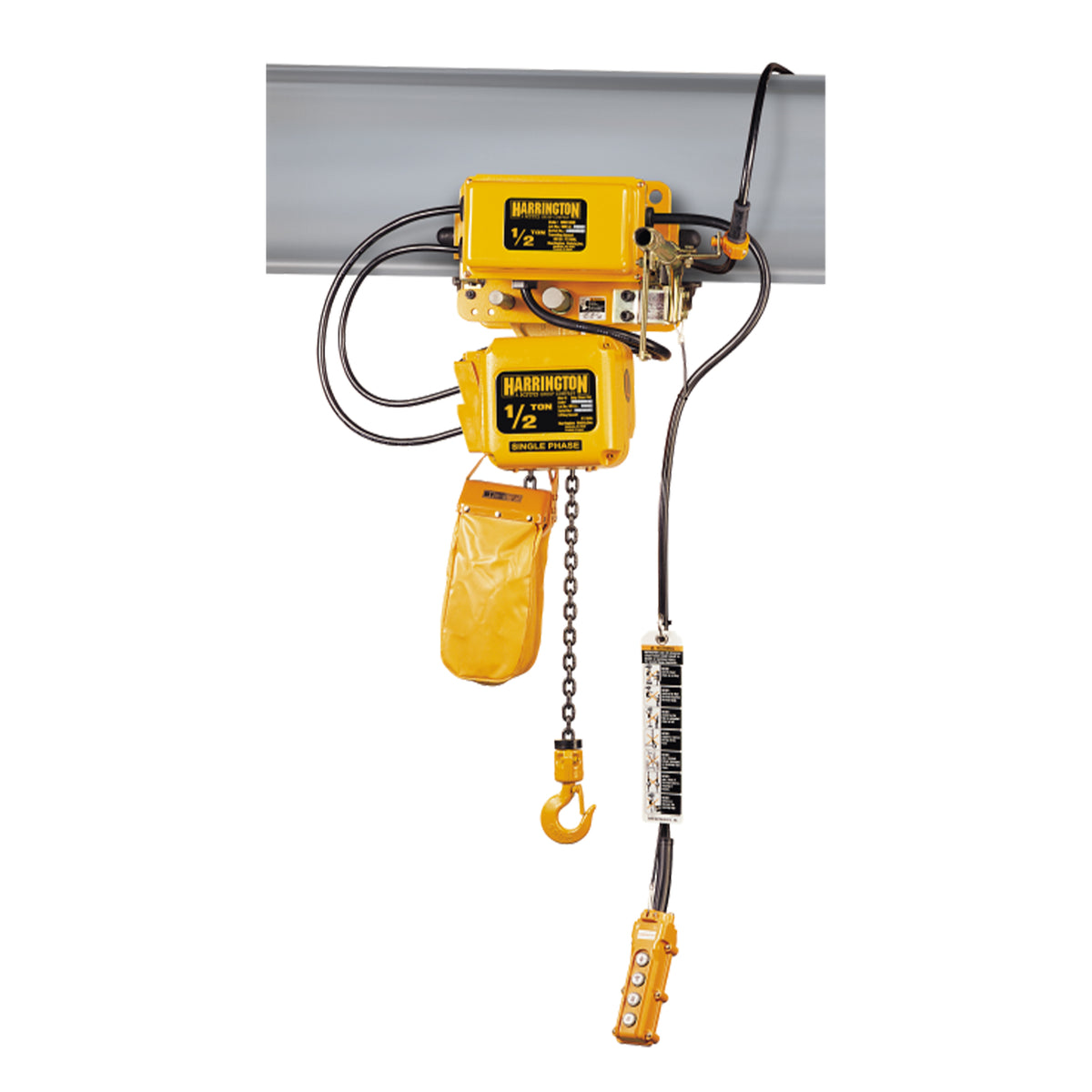 3 Ton SNER Electric Chain Hoist With Motor Driven Trolley, 20ft of lift @ 3.5fpm, 115/230v-1ph-60Hz