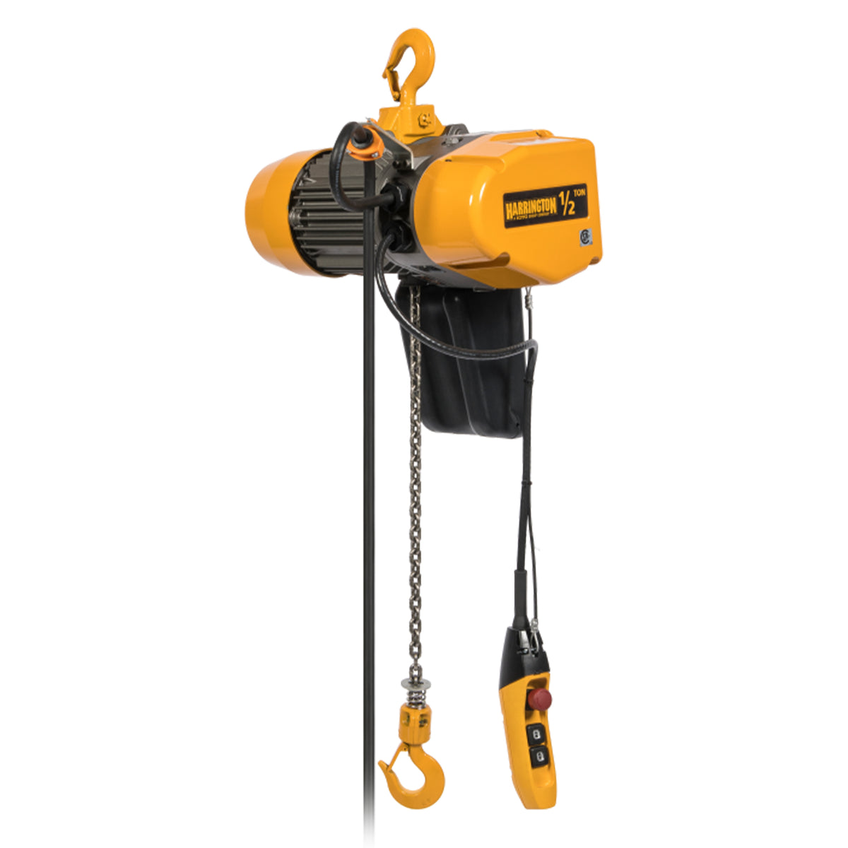1 Ton EQ Electric Chain Hoist with Rigid Hook Suspension, 20ft of lift @ 23/4fpm, 460V