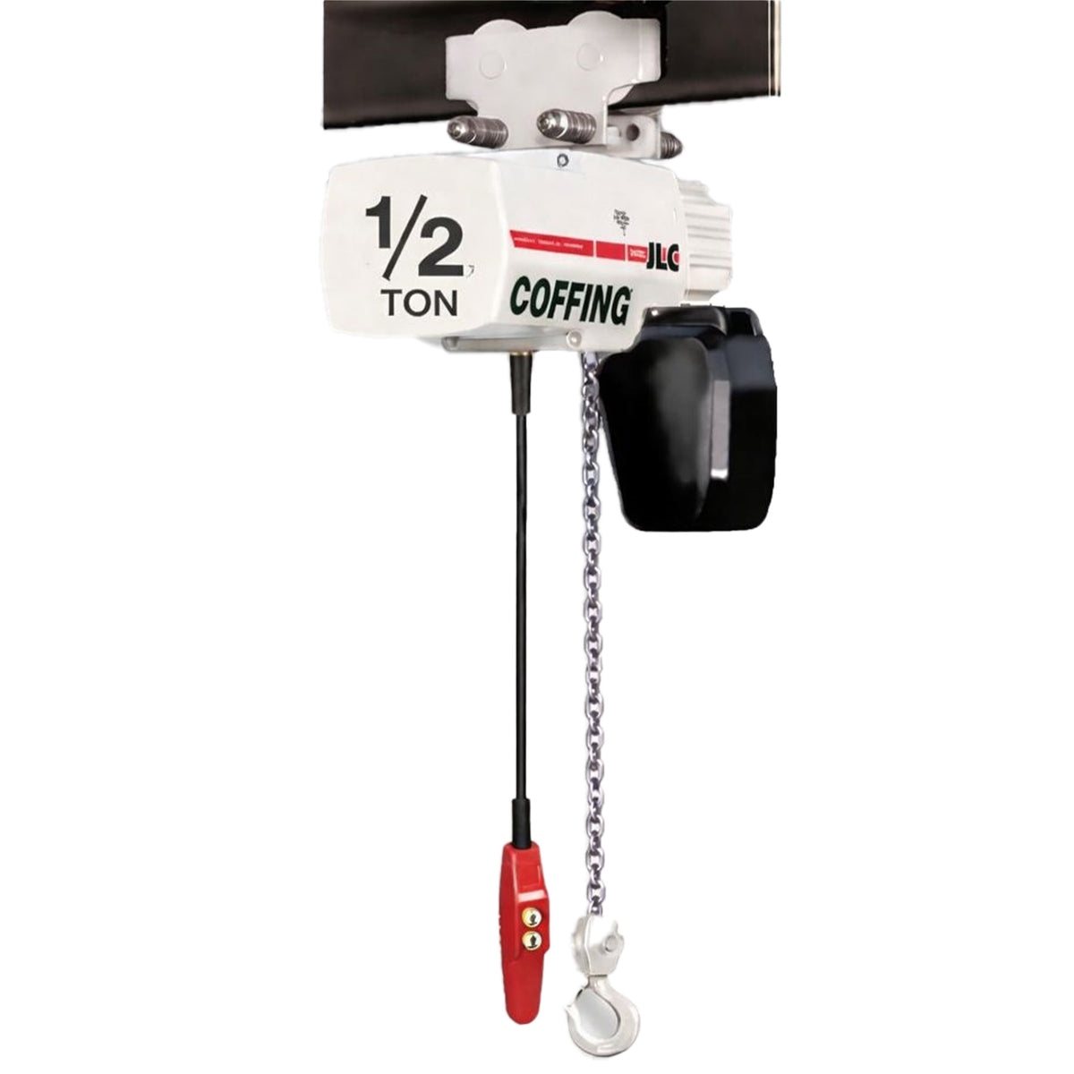 1/2 ton Coffing JLC Electric Chain Hoist with Plain Trolley, 20ft of lift @ 32fpm, 230/460v
