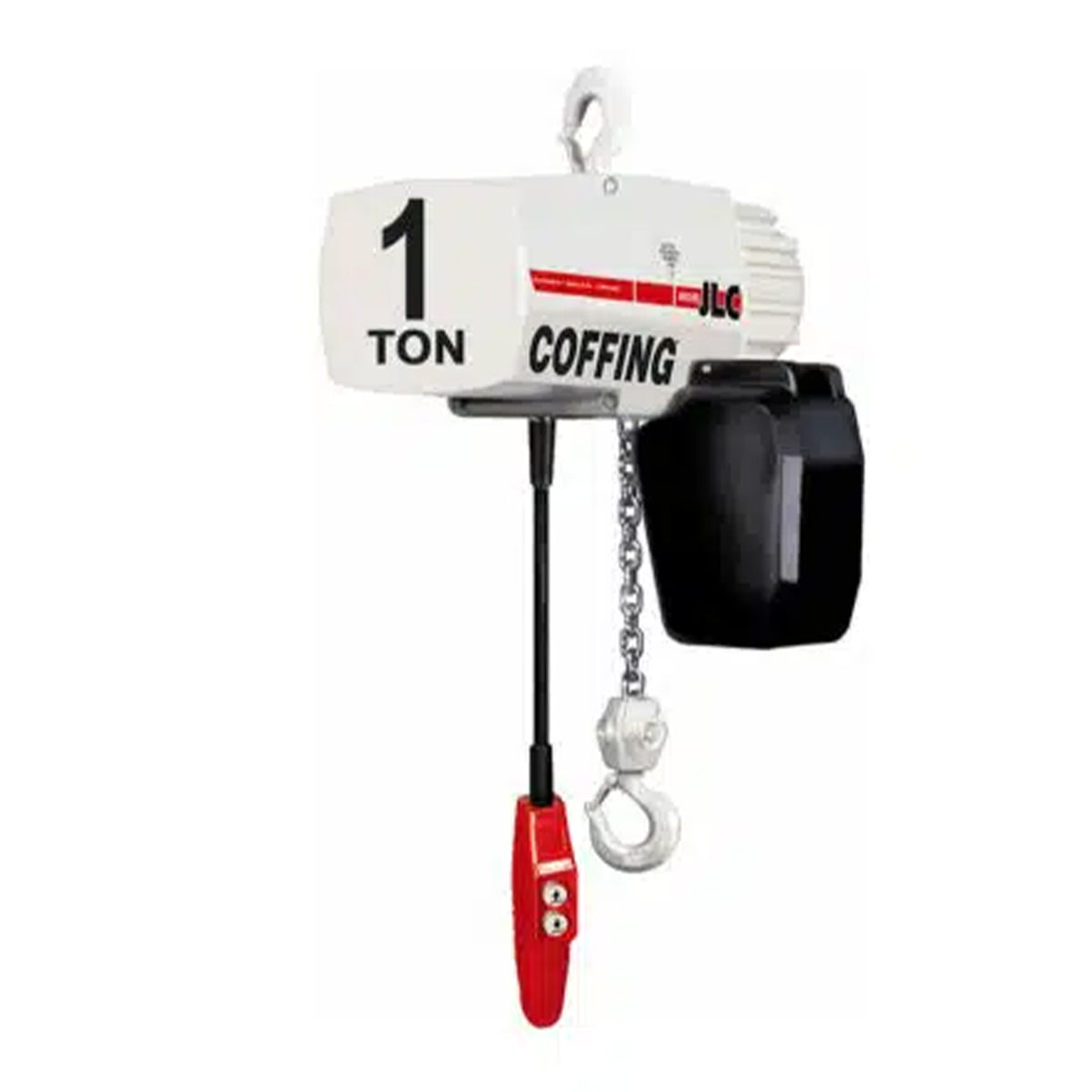 1 ton Coffing JLC Electric Chain Hoist with Rigid Hook Suspension, 20ft of lift @ 16fpm, 230/460v