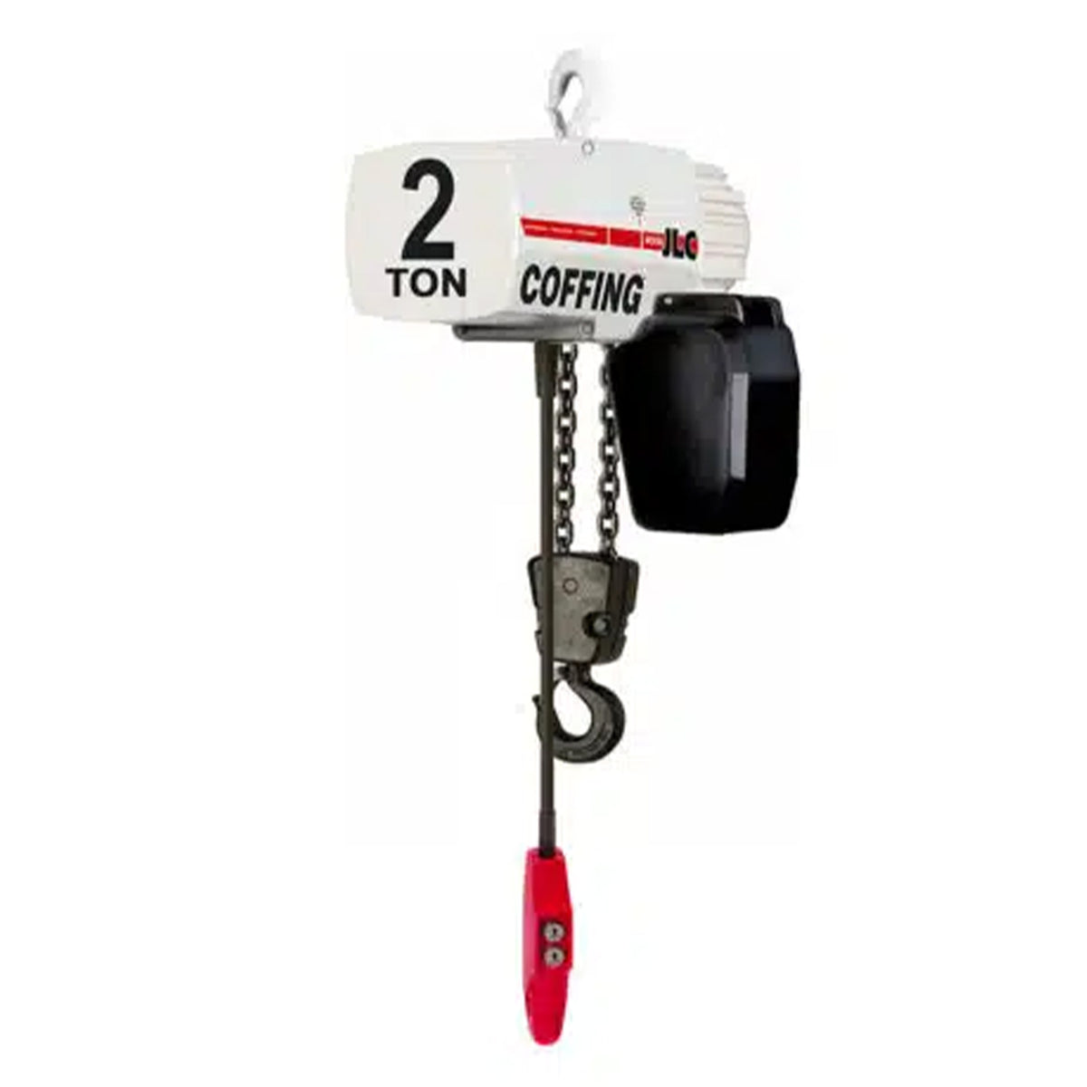 2 ton Coffing JLC Electric Chain Hoist with Rigid Hook Suspension, 20ft of lift @ 8fpm, 230/460v