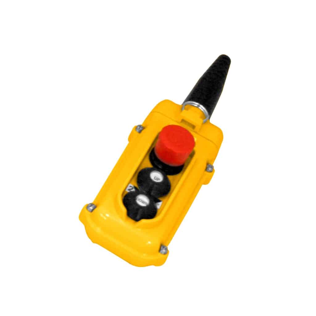 SBN Pendant Pushbutton Station, 3-Button, Single-Speed with Emergency Stop (Rotate to Release)