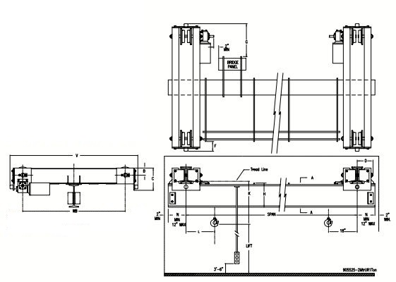 CM® 2 Ton Under Running Bridge Kits with Electric Chain Hoists On ...