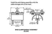 Drawing End Clamp and Saddle Assembly, 14 Gauge C-Track Installation