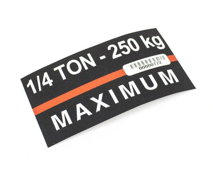 V1 1/4 Ton Capacity Label - 00000772