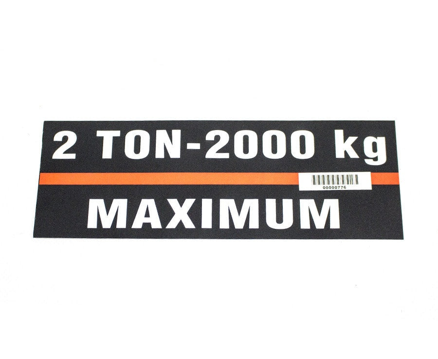 V2 2 Ton Capacity Label - 00000776
