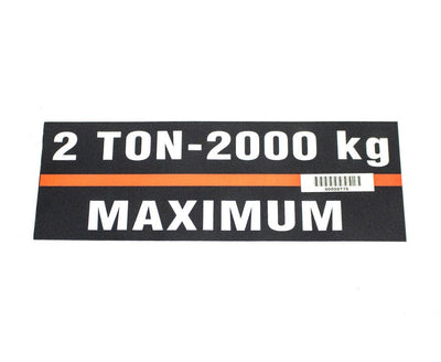 V2 2 Ton Capacity Label - 00000776