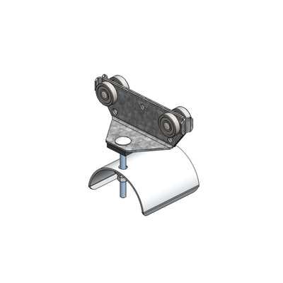 Standard Duty C-Track Festoon Cable Trolley For Flat Cable, Plated Steel, 3.15" Dia x 3" W Saddle, 5" W Body