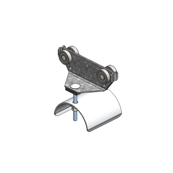 Standard Duty C-Track Festoon Cable Trolley For Flat Cable, Plated Steel, 3.15" Dia x 3" W Saddle, 5" W Body