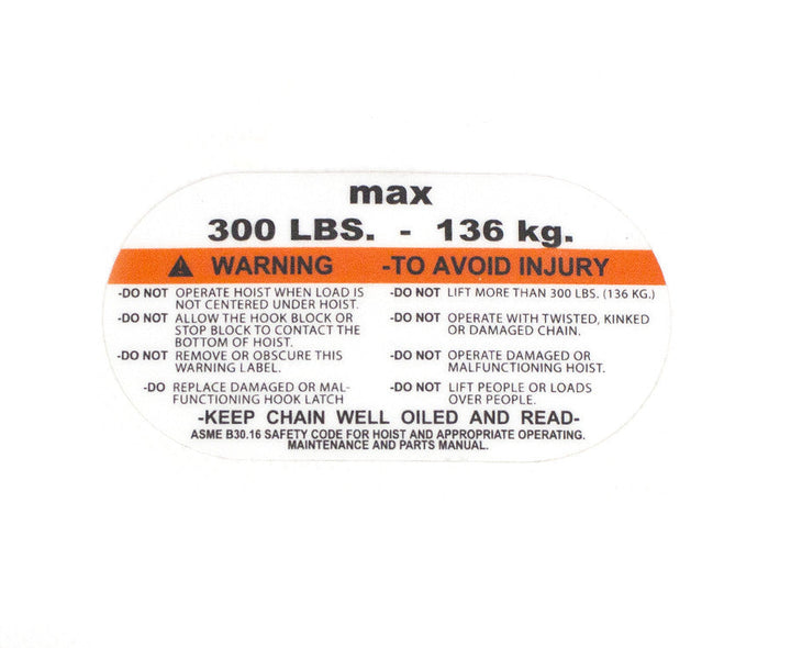 Capacity Plate 300# - 20737