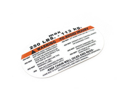 Capacity Label 250# - 20762