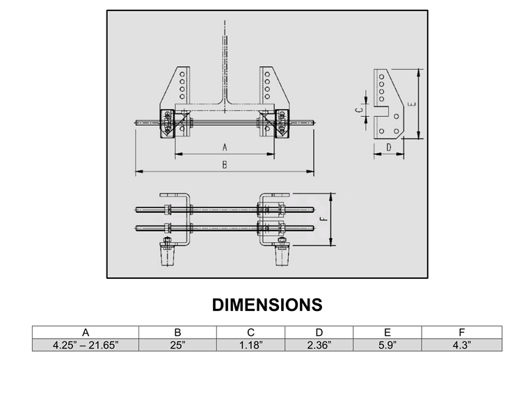 W-Beams with Flange Widths between 4.25" - 21.65" (2 Clamps included per box)