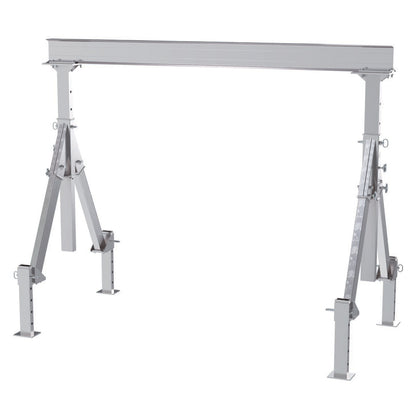 Vestil Aluminum Adjustable Height Gantry Crane with Adjustable Leveling Legs. 8 Ft. Wide x 8 Ft. Max Usable Height; 4,000 Lb. capacity.