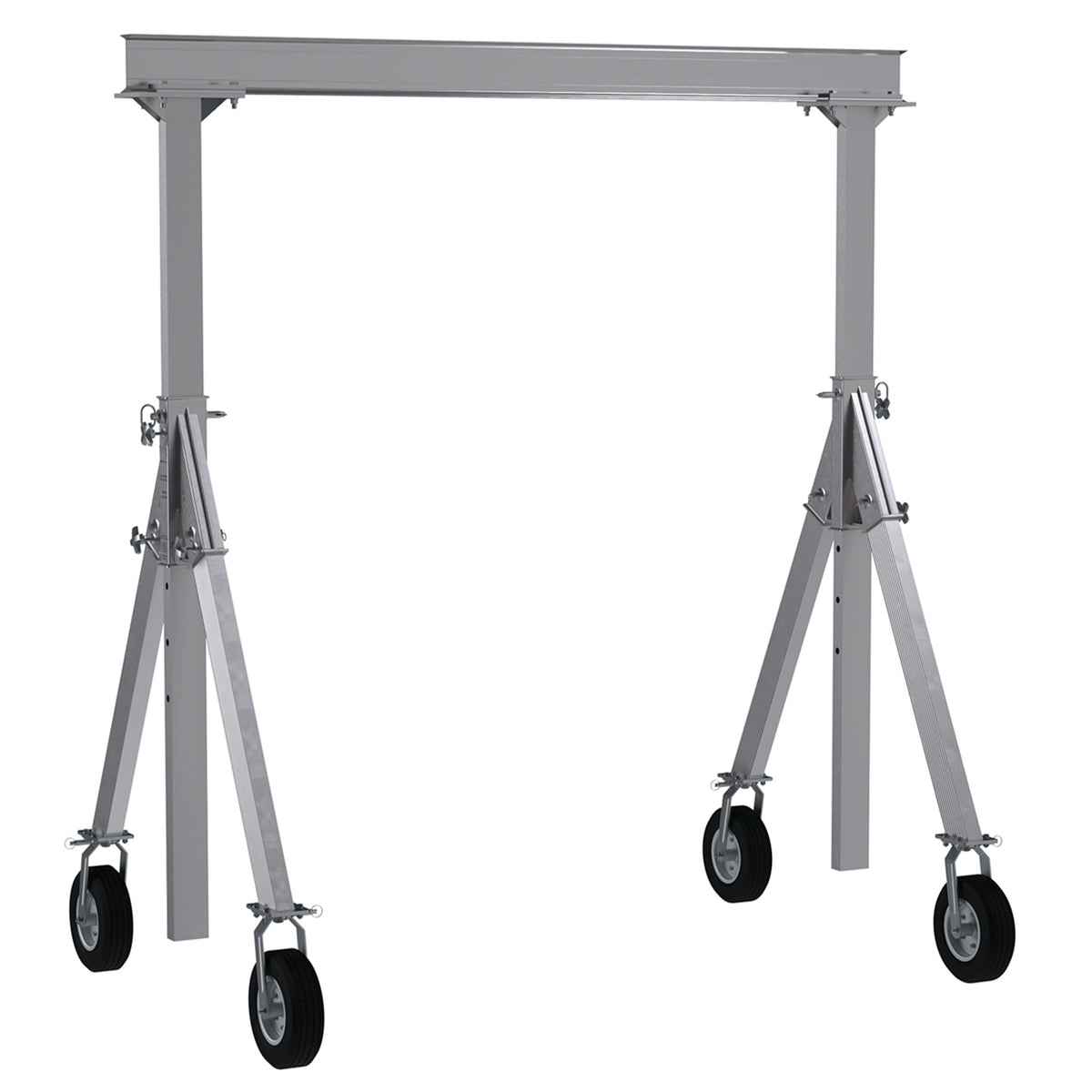 Vestil Aluminum Adjustable Height Gantry Crane with Pneumatic Casters. 8 Ft. Wide x 8 Ft. Max Usable Height; 4,000 Lb. capacity.