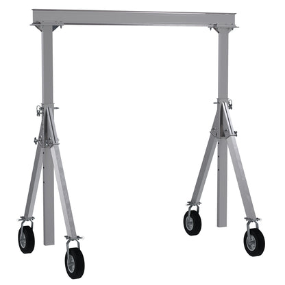 Vestil Aluminum Adjustable Height Gantry Crane with Pneumatic Casters. 8 Ft. Wide x 8 Ft. Max Usable Height; 4,000 Lb. capacity.