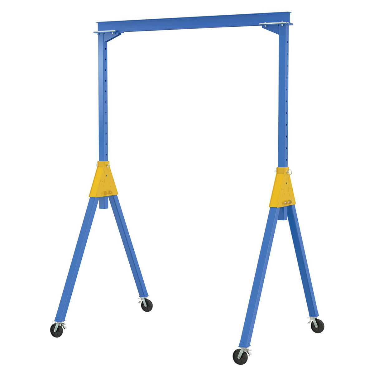 Vestil Steel Adjustable Height Knockdown Gantry Crane with Total Locking Casters. 20 Ft. Wide x 16 Ft. Max Usable Height; 8,000 Lb. capacity.