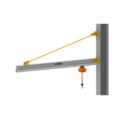 Gorbel® AL100 Series 500 Pound (lb) Capacity and 12 Feet (ft) Span (L) Aluminum Wall Bracket Work Station Jib Crane