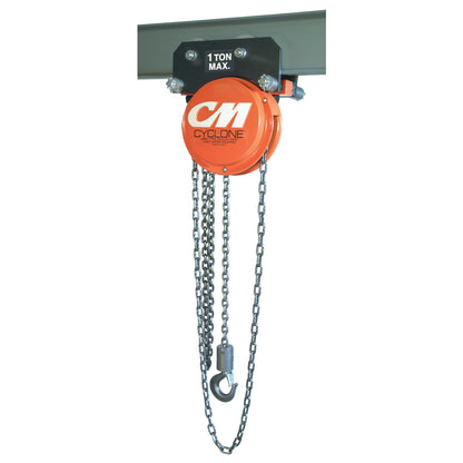 12 Ton Cyclone Army Type Geared Trolley Hoist, 20ft of lift
