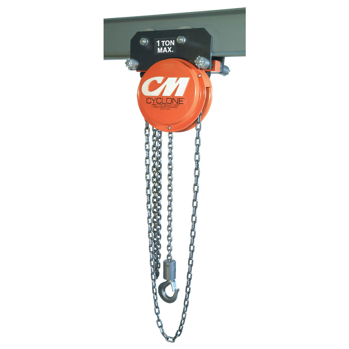 12 Ton Cyclone Army Type Geared Trolley Hoist, 20ft of lift