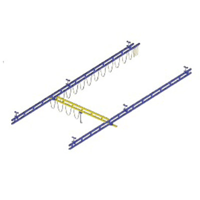 Gorbel® 64 Feet (ft) Runway Length, 30 Feet (ft) Maximum Hanger Spacing (L1), and 500 Pound (lb) Steel Ceiling Mounted Workstation Crane