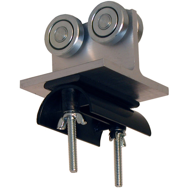 3" Trolley Assembly Alum, SS Wheels and Hardware, 3" Diameter. Nylon Saddle