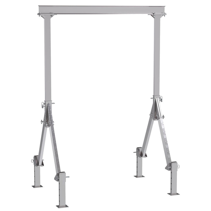 Vestil Aluminum Fixed Height Gantry Crane with Adjustable Leveling Legs. 8 Ft. Wide x 10 Ft.