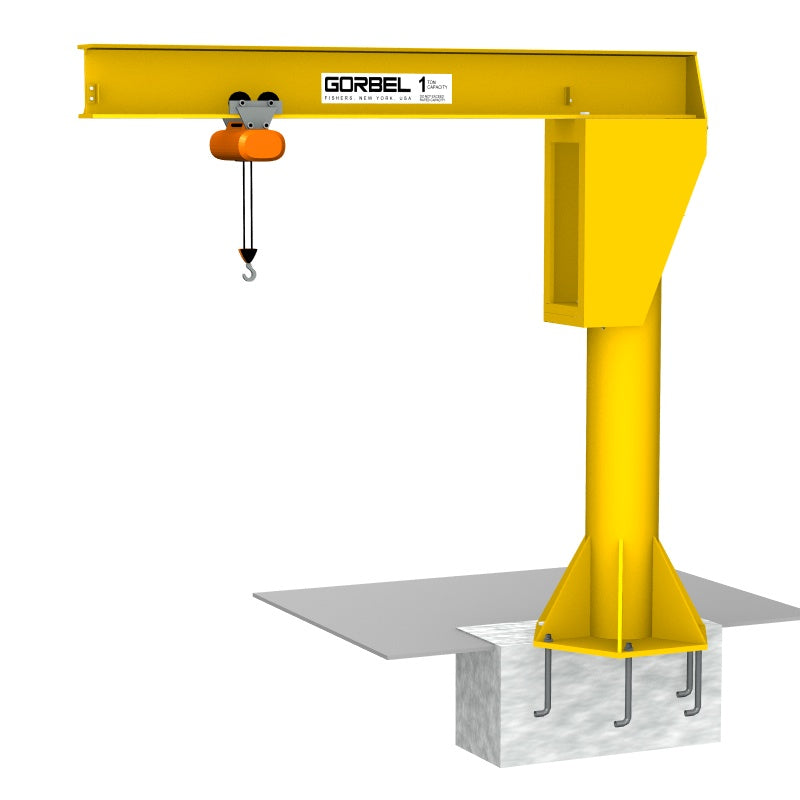 Gorbel® FS300 Series 5 Ton (t) Capacity Base Plate Mounted Free Standing Jib Cranes