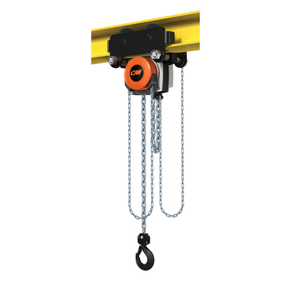 1/2 Ton CM Hurricane Army Type Geared Trolley Hoist, 30ft of lift