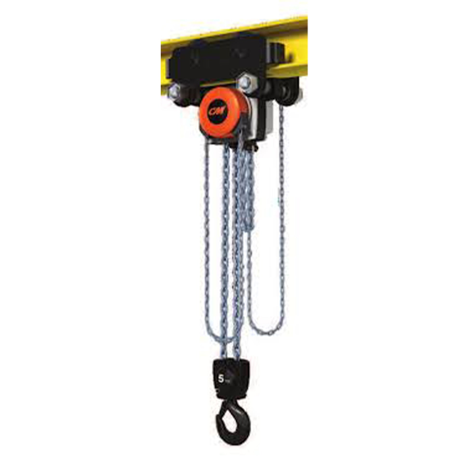 5 Ton CM Hurricane Army Type Geared Trolley Hoist, 30ft of lift