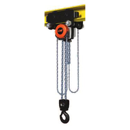 5 Ton CM Hurricane Army Type Geared Trolley Hoist, 30ft of lift
