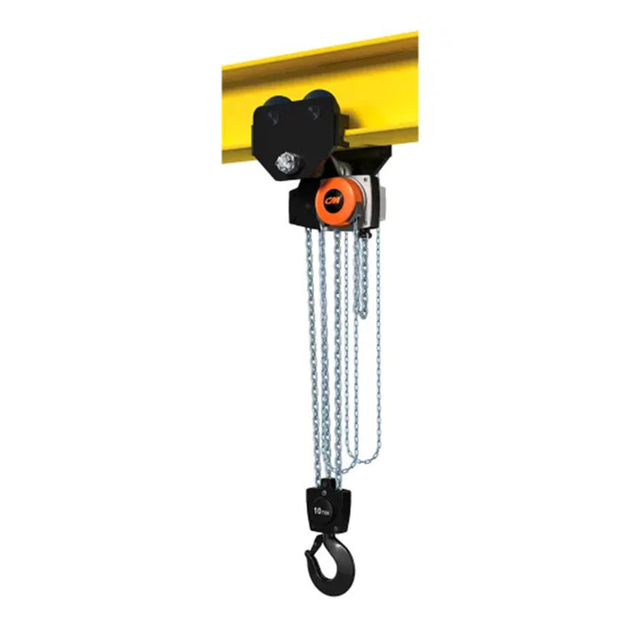 10 Ton CM Hurricane Army Type Geared Trolley Hoist, 30ft of lift