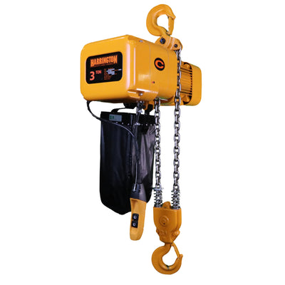 2 Ton NER Electric Chain Hoist with Rigid Hook Suspension, 20ft of lift @ 7fpm, 230/460V
