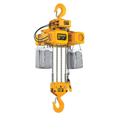 10 Ton NER Electric Chain Hoist with Rigid Hook Suspension, 20ft of lift @ 11fpm, 230/460V