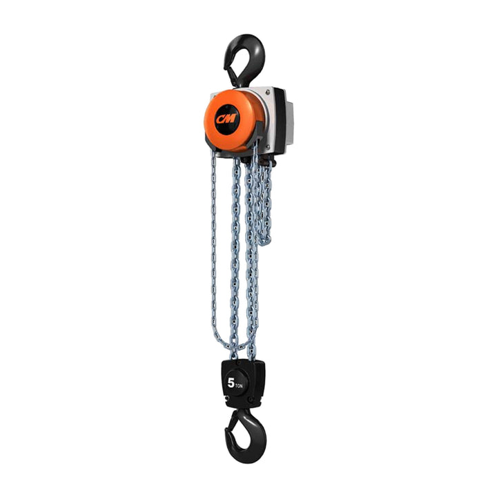 5 Ton CM Hurricane Hand Chain Hoist with Rigid Hook Suspension, 10ft of lift