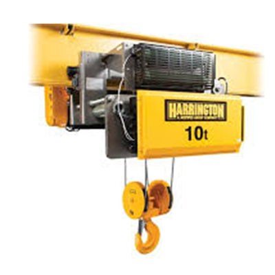 10 Ton Harrington RY Electric Wire Rope Hoist with Motorized Trolley, 30ft of lift @ 20/3.3fpm, 208-230v