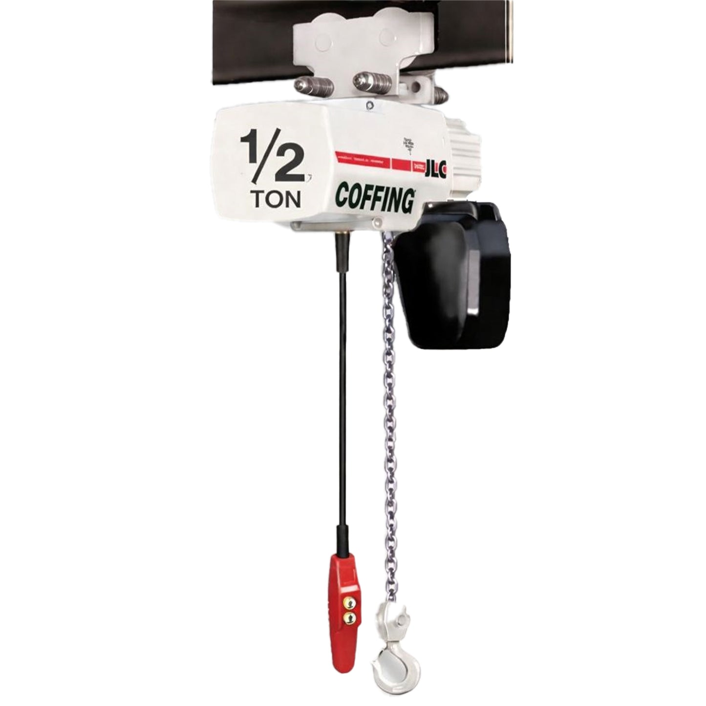 1/2 ton Coffing JLC Electric Chain Hoist with Plain Trolley, 20ft of lift @ 32fpm, 230/460v