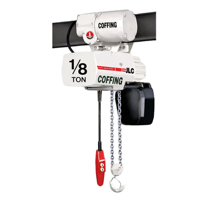 1/8 ton Coffing JLC Electric Chain Hoist with Motorized Trolley, 15ft of lift @ 32fpm, 230/460v
