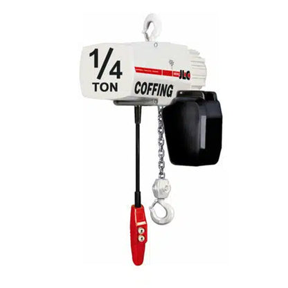 1/4 ton Coffing JLC Electric Chain Hoist with Rigid Hook Suspension, 20ft of lift @ 32fpm, 230/460v