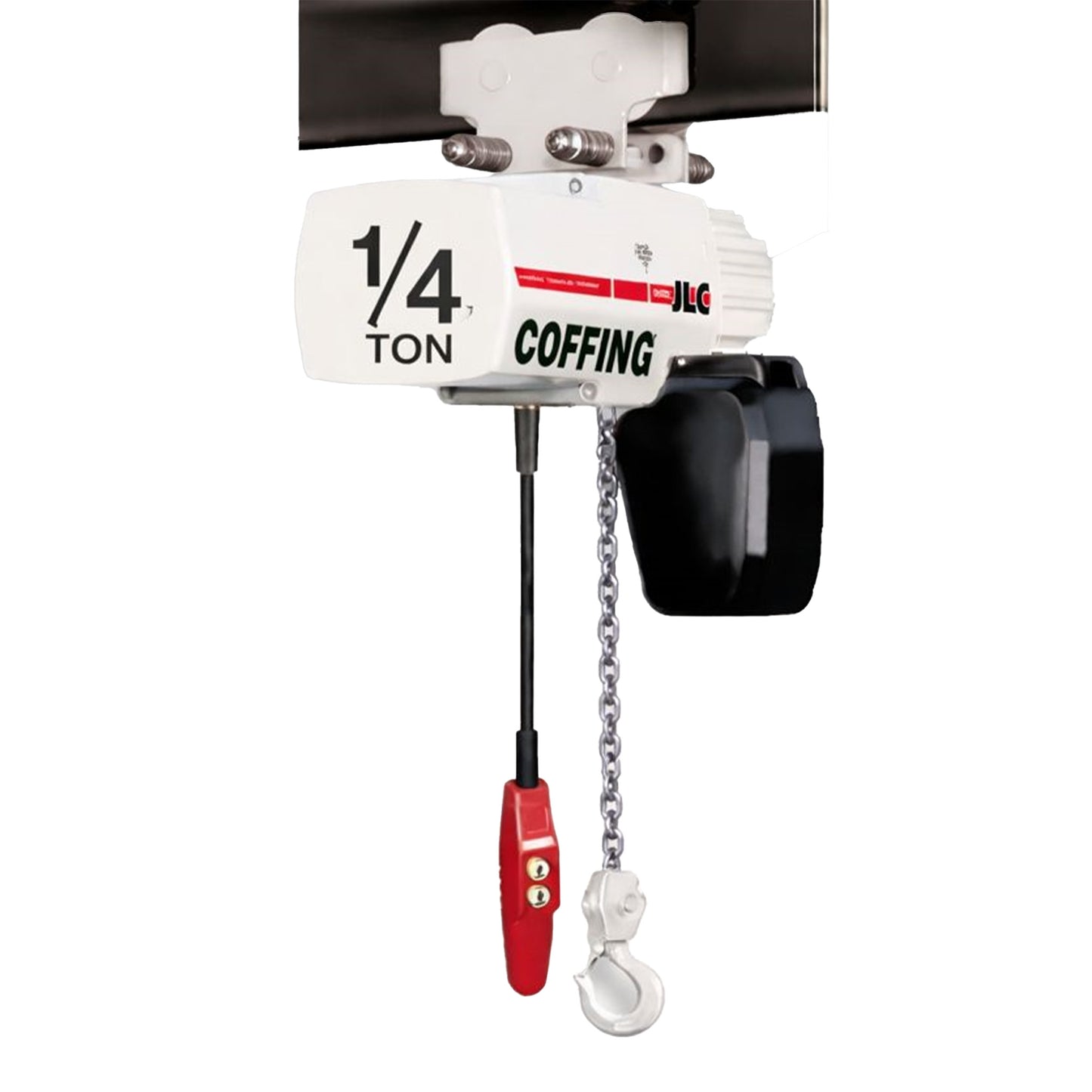 1/4 ton Coffing JLC Electric Chain Hoist with Plain Trolley, 20ft of lift @ 32fpm, 230/460v