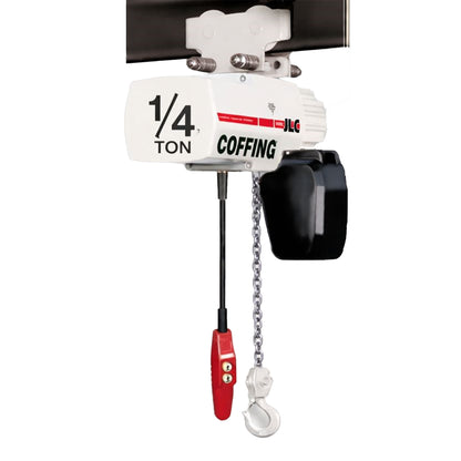 1/4 ton Coffing JLC Electric Chain Hoist with Plain Trolley, 20ft of lift @ 32fpm, 230/460v